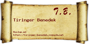 Tiringer Benedek névjegykártya